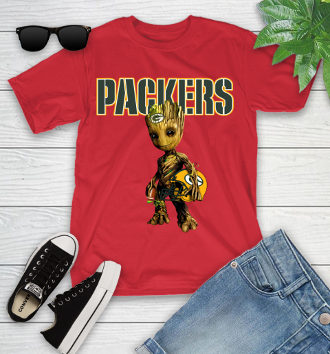 Green Bay Packers NFL Football Groot Marvel Guardians Of The Galaxy Youth T-Shirt 10