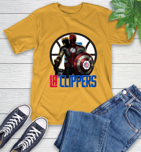 LA Clippers NBA Basketball Captain America Thor Spider Man Hawkeye Avengers T-Shirt 3