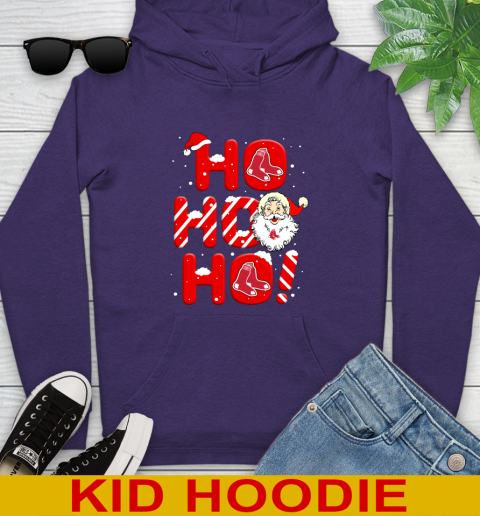 Boston Red Sox MLB Baseball Ho Ho Ho Santa Claus Merry Christmas Shirt Youth Hoodie - Image 6