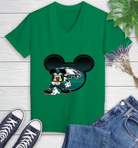 NFL Philadelphia Eagles Mickey Mouse Disney Football T Shirt Women's V-Neck T-Shirt 5