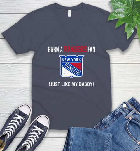 NHL New York Rangers Hockey Loyal Fan Just Like My Daddy Shirt V-Neck T-Shirt 7