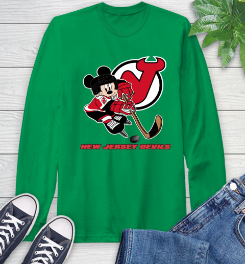 NHL New Jersey Devils Mickey Mouse Disney Hockey T Shirt Long Sleeve T-Shirt 7