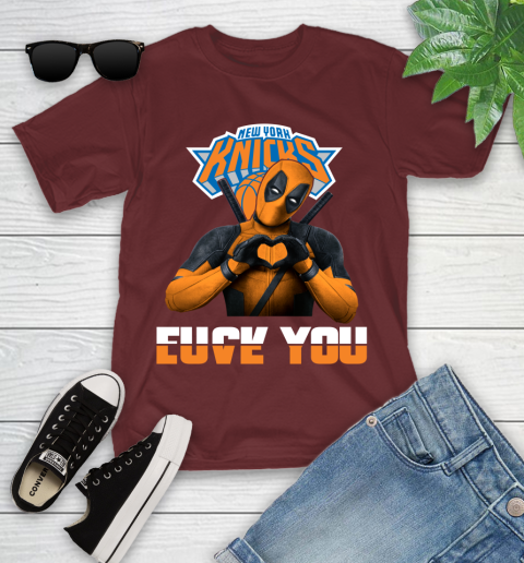 NBA New York Knicks Deadpool Love You Fuck You Basketball Sports Youth T-Shirt 14
