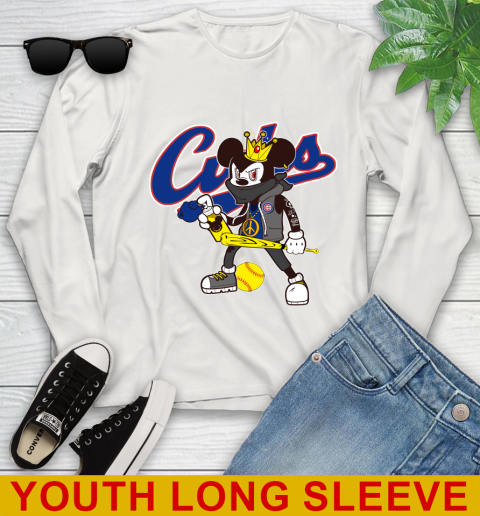 Chicago Cubs MLB Baseball Mickey Peace Sign Sports Youth Long Sleeve 12