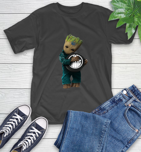 NHL Groot Guardians Of The Galaxy Hockey Sports Edmonton Oilers T-Shirt 2