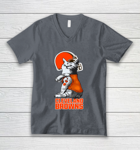 NFL Football My Cat Loves Cleveland Browns V-Neck T-Shirt 4