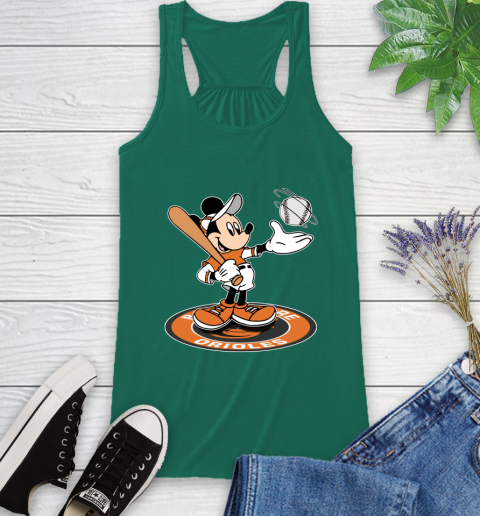 MLB Baseball Baltimore Orioles Cheerful Mickey Disney Shirt Racerback Tank 7