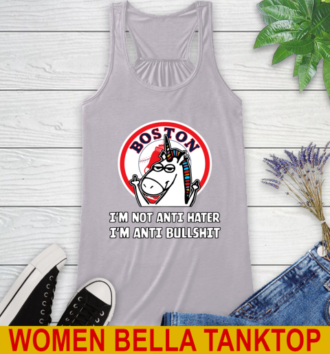 Boston Red Sox MLB Baseball Unicorn I'm Not Anti Hater I'm Anti Bullshit Racerback Tank 5