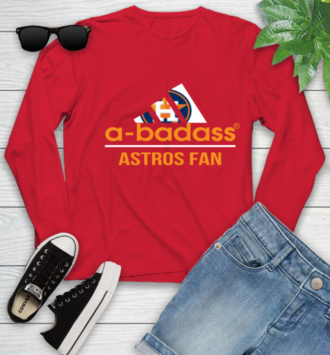 MLB A Badass Houston Astros Fan Adidas Baseball Sports Youth Long Sleeve 11
