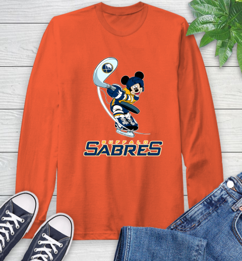 NHL Hockey Buffalo Sabres Cheerful Mickey Mouse Shirt Long Sleeve T-Shirt - Image 6