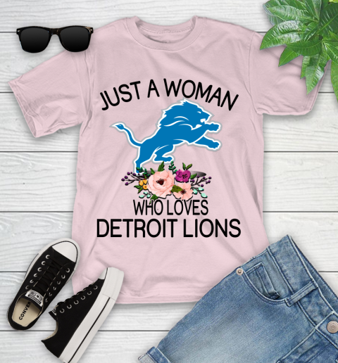 NFL Just A Woman Who Loves Detroit Lions Football Sports Youth T-Shirt 7