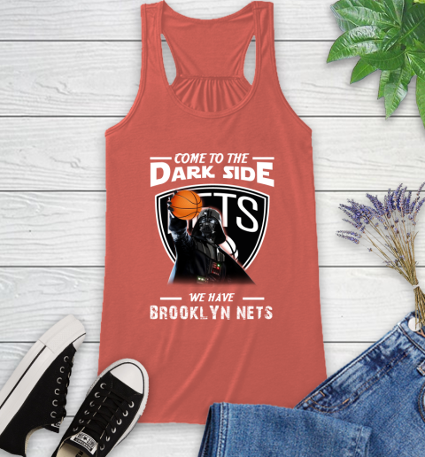 NBA Come To The Dark Side We Have Brooklyn Nets Star Wars Darth Vader Basketball Racerback Tank 3