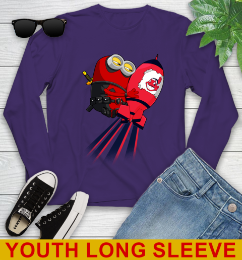MLB Baseball Cleveland Indians Deadpool Minion Marvel Shirt Youth Long Sleeve 4