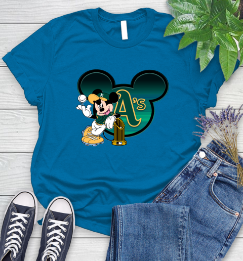 MLB Oakland Athletics The Commissioner's Trophy Mickey Mouse Disney Women's T-Shirt 7