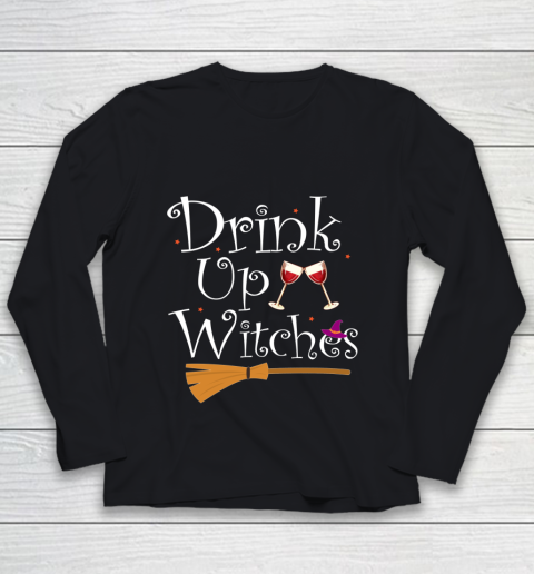 DRINK UP WITCHES Funny Drinking Wine Halloween Costume Youth Long Sleeve