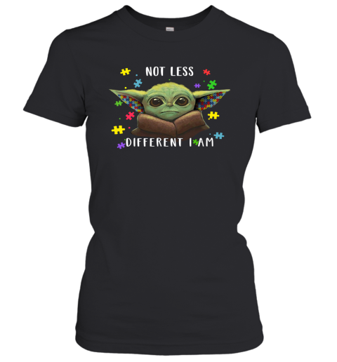 crdj not less different i am baby yoda autism awareness shirts ladies t shirt 20 front black