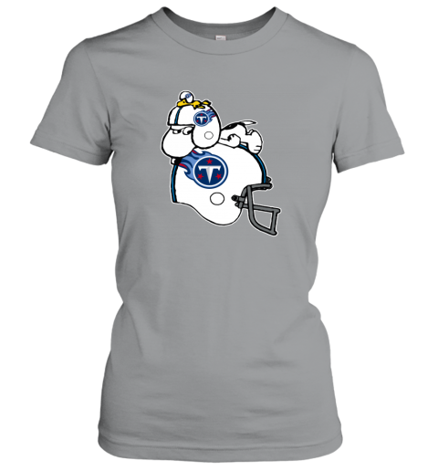 Snoopy And Woodstock Resting On Tennessee Titans Helmet spz6 snoopy and woodstock resting on tennessee titans helmet ladies t shirt 20 front sport grey