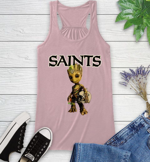 New Orleans Saints NFL Football Groot Marvel Guardians Of The Galaxy Racerback Tank 11