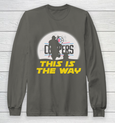 LA Clippers NBA Basketball Star Wars Yoda And Mandalorian This Is The Way Long Sleeve T-Shirt 5