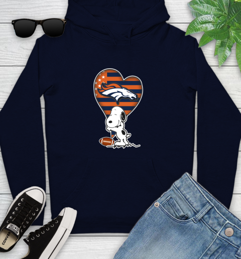 Denver Broncos NFL Football The Peanuts Movie Adorable Snoopy Youth Hoodie 4