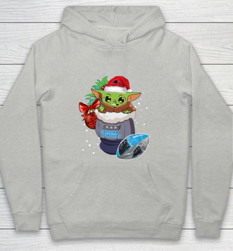 Carolina Panthers Christmas Baby Yoda Star Wars Funny Happy NFL Youth Hoodie 2
