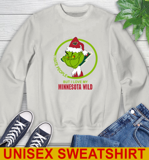 Minnesota Wild NHL Christmas Grinch I Hate People But I Love My Favorite Hockey Team Sweatshirt 12