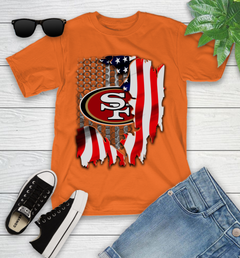San Francisco 49ers NFL Football American Flag Youth T-Shirt 9
