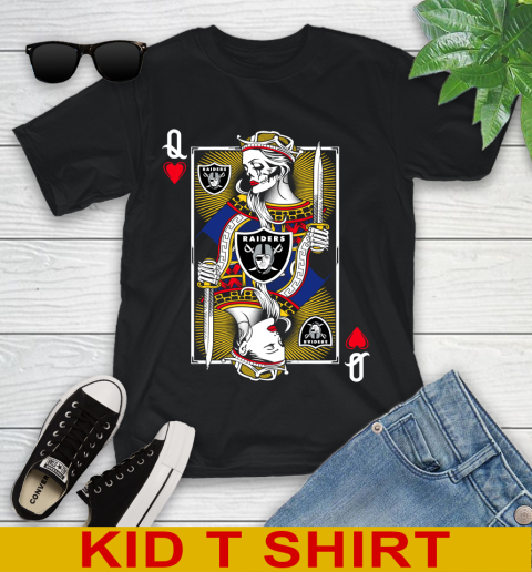 NFL Football Oakland Raiders The Queen Of Hearts Card Shirt Youth T-Shirt