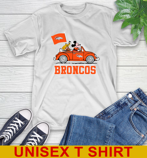 NFL Football Denver Broncos Pluto Mickey Driving Disney Shirt T-Shirt