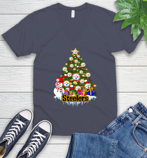 Pittsburgh Steelers Merry Christmas NFL Football Sports V-Neck T-Shirt 8