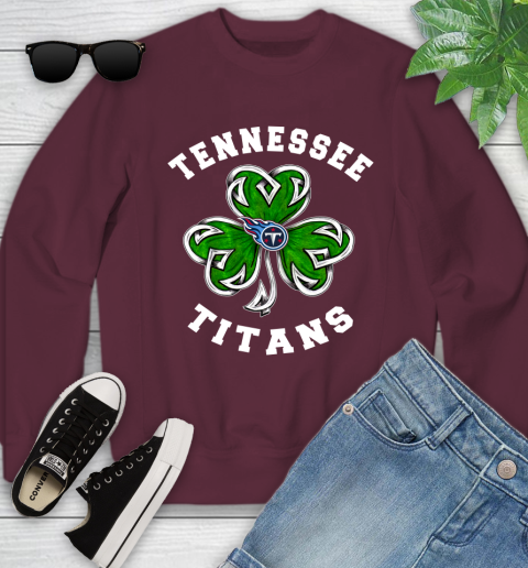 NFL Tennessee Titans Three Leaf Clover St Patrick's Day Football Sports Youth Sweatshirt 4