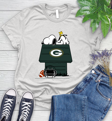 Green Bay Packers NFL Football Snoopy Woodstock The Peanuts Movie Women's T-Shirt