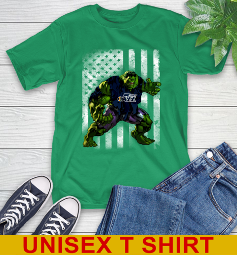 Utah Jazz Hulk Marvel Avengers NBA Basketball American Flag T-Shirt 7