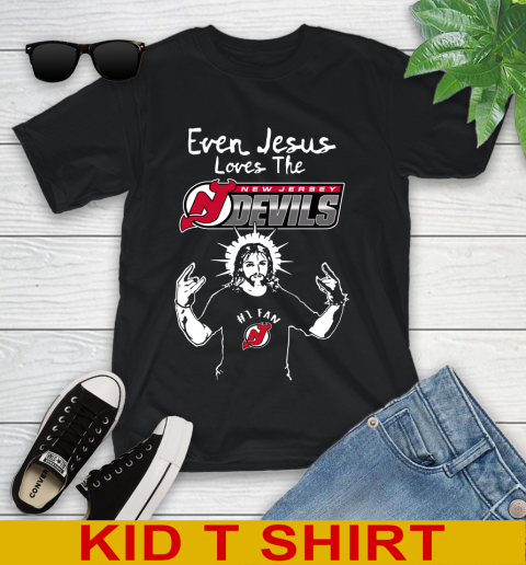 New Jersey Devils NHL Hockey Even Jesus Loves The Devils Shirt Youth T-Shirt