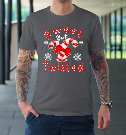 Candy Cane Sweet But Twisted Funny Merry Christmas T-Shirt 6