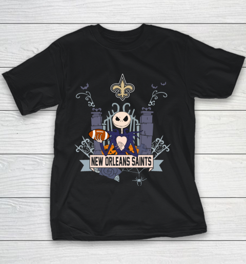 NFL New Orleans Saints Football Jack Skellington Halloween Youth T-Shirt