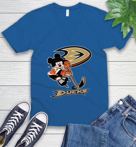 NHL Anaheim Ducks Mickey Mouse Disney Hockey T Shirt V-Neck T-Shirt 6