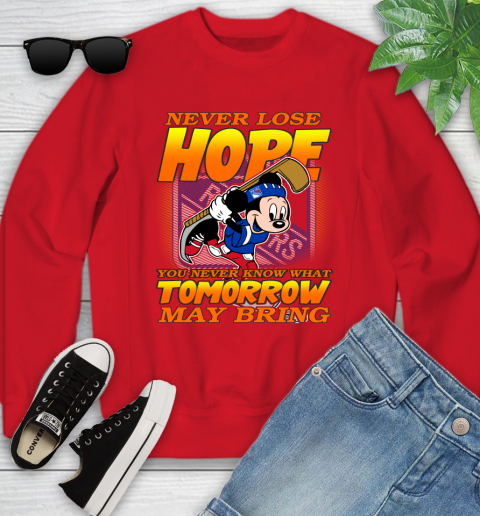 New York Rangers NHL Hockey ootball Mickey Disney Never Lose Hope Youth Sweatshirt 8