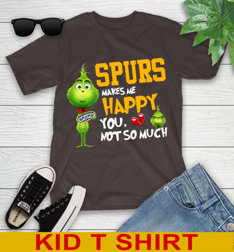 NBA San Antonio Spurs Makes Me Happy You Not So Much Grinch Basketball Sports Youth T-Shirt 6