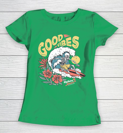 Good Vibes Skeleton Surfer Women's T-Shirt 5