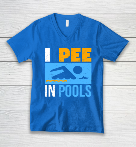 I Pee In Pools Funny Swimmer Swimming V-Neck T-Shirt 4