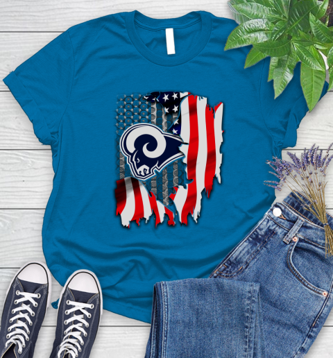 Los Angeles Rams NFL Football American Flag Women's T-Shirt 10