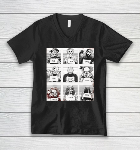 Halloween Creepy Legends Killer Mugshots Horror Fan Gifts V-Neck T-Shirt