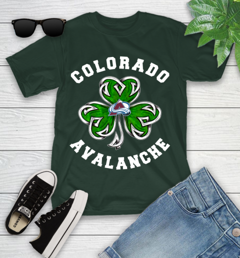 NHL Colorado Avalanche Three Leaf Clover St Patrick's Day Hockey Sports Youth T-Shirt 5