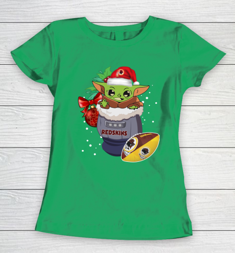 Washington Redskins Christmas Baby Yoda Star Wars Funny Happy NFL Women's T-Shirt