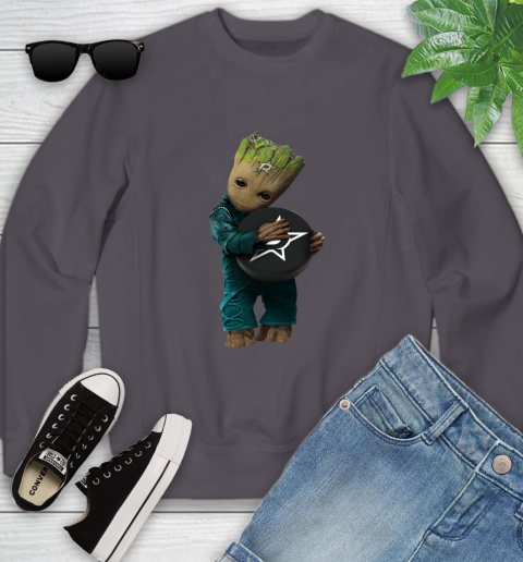 NHL Groot Guardians Of The Galaxy Hockey Sports Dallas Stars Youth Sweatshirt 6