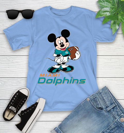 NFL Football Miami Dolphins Cheerful Mickey Mouse Shirt Youth T-Shirt 11