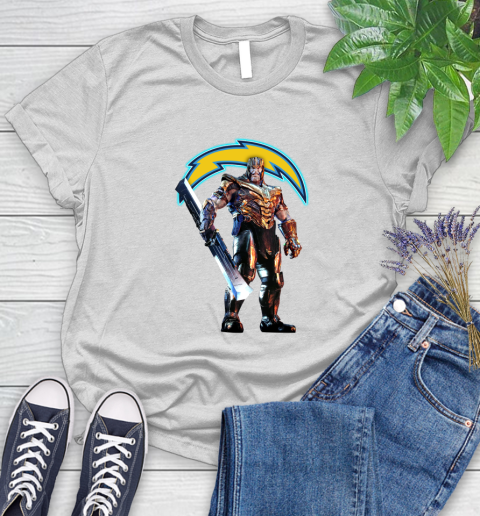 NFL Thanos Gauntlet Avengers Endgame Football San Diego Chargers Women's T-Shirt