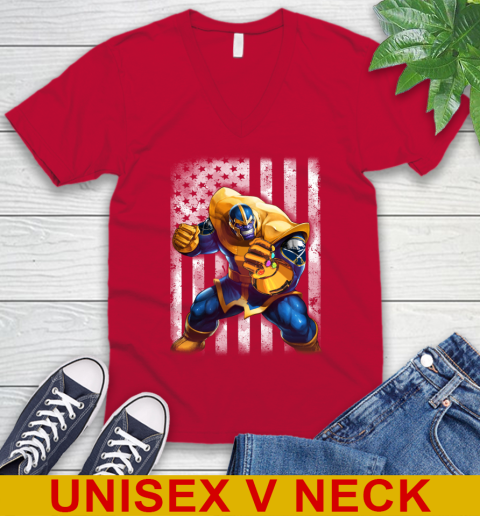 NHL Hockey Buffalo Sabres Thanos Marvel American Flag Shirt V-Neck T-Shirt 6