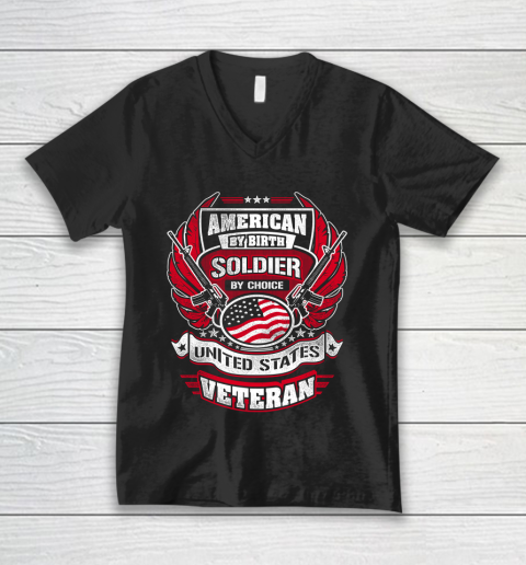 Veteran Shirt Veteran American By Birth V-Neck T-Shirt